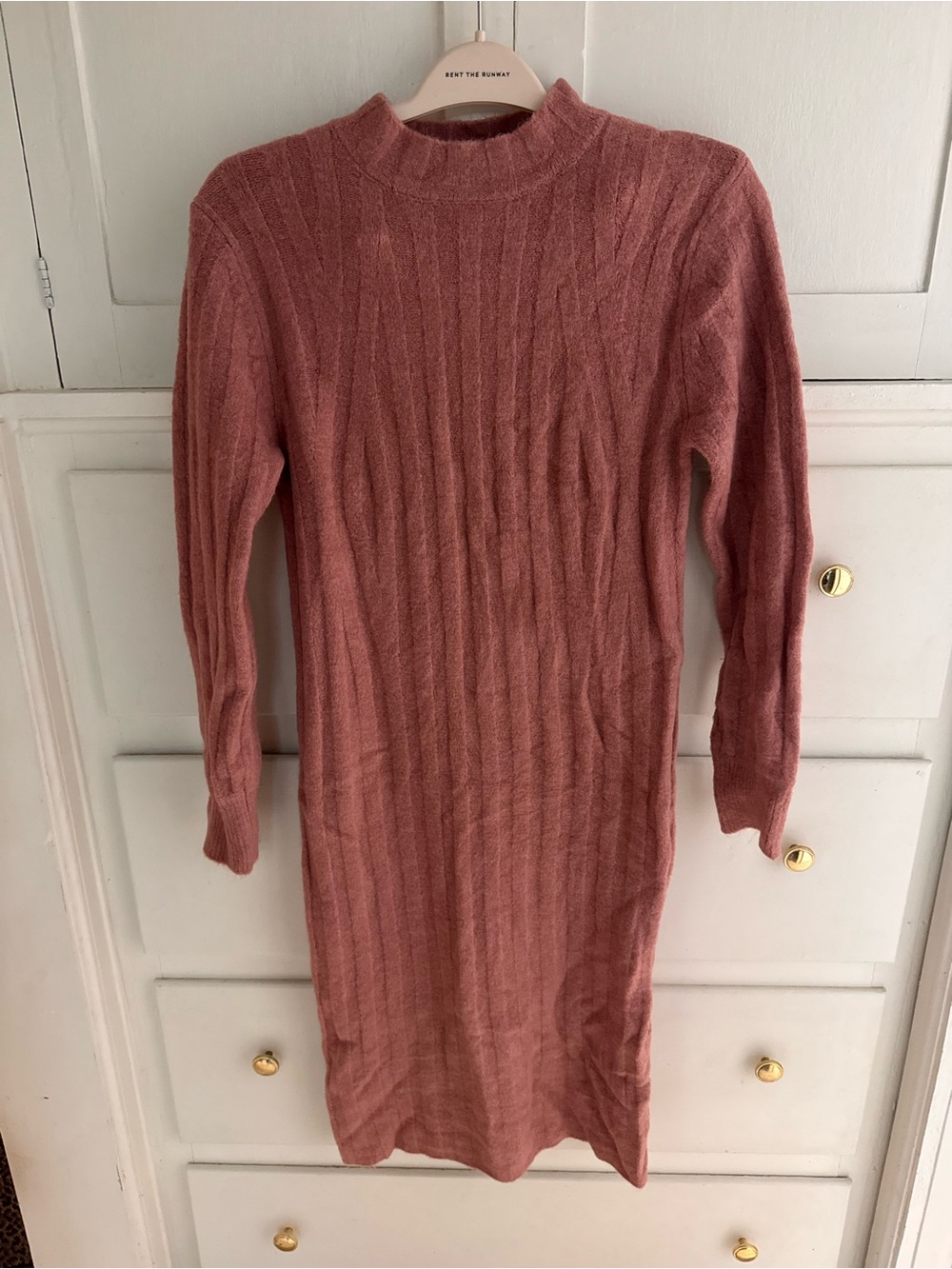a new day Dusty Rose Ribbed Mock-Neck Long Sleeve Knit Dress